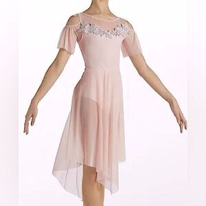 Weissman dance costume lyrical dress leotard blush pink THE GARDEN 12377 MA adlt